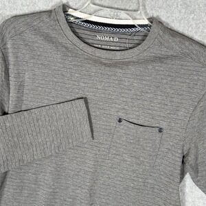 Nomad Mens Large Gray Long Sleeve Knit T-Shirt Pocket Rivets Raised Ridges